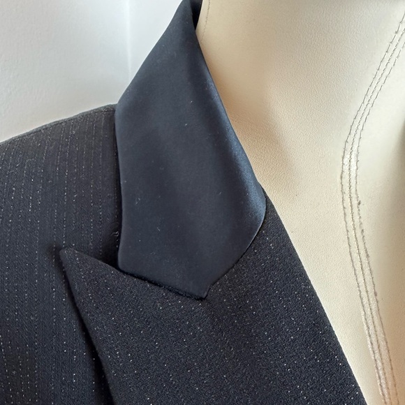 AMANDA SMITH Vintage Black Double Breasted Blazer NWT Satin & Metallic | Size 10 - Picture 3 of 13